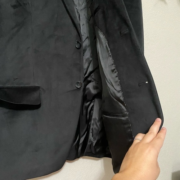 MURANO black velvet 2 button blazer jacket work event date winter size large - Picture 2 of 6